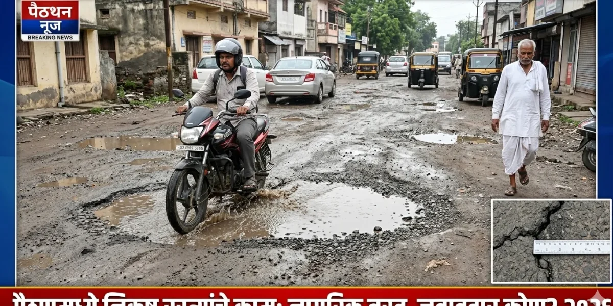 पैठण मधील रस्त्याचे