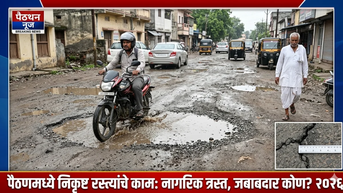 पैठण मधील रस्त्याचे