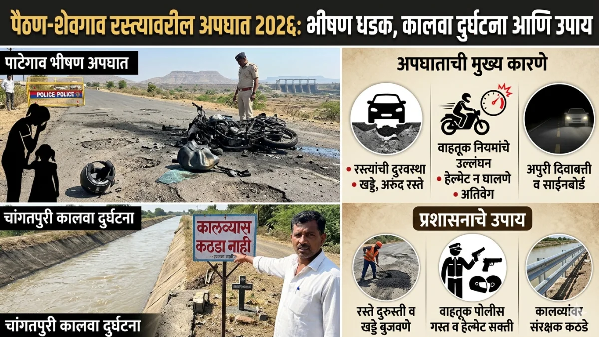 पैठण-शेवगाव रस्त्यावरील अपघात